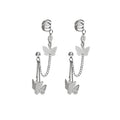 Three Silver Butterfly Ear Cuff and Chain Earring Designs view 5