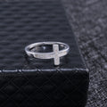 Silver Tone Micro Pavé Cross Band Ring Clear Stones Sizes view 4