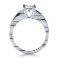 Silver Tone Round Solitaire Ring with Stepped Side Stones view 3