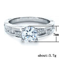 Silver Tone Round Solitaire Ring with Stepped Side Stones view 5