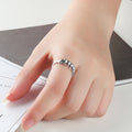 Silver Tone Elephant Parade Ring with Dark Recessed Details view 3