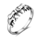 Silver Tone Elephant Parade Ring with Dark Recessed Details view 5
