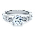 Silver Tone Round Solitaire Ring with Stepped Side Stones view 2
