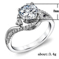 Twisted Floral Setting Ring With Round Clear Center Stone view 3