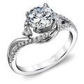 Twisted Floral Setting Ring With Round Clear Center Stone view 1