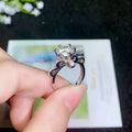 Silver Tone Star Flower Ring with Clear Stone Cluster view 4