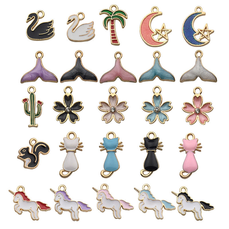 K Gold Tone Enamel Zinc Alloy Star Seahorse Leaf Charm Pendants for DIY Bracelet Necklace
