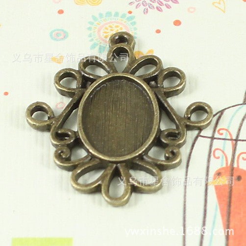 Vintage Alloy Bezel Setting Pendant for 10x14mm Cabochon
