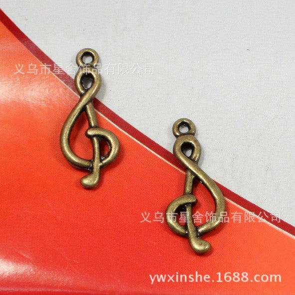 Vintage Alloy Music Note Charm Pendant 27x10mm