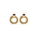 Rectangle Top Layered Textured Round Stud Earrings in Two Finishes view 5