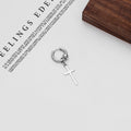 Silver Tone Four Leaf Clover and Cross Huggie Earrings view 3