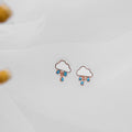 White Cloud and Blue Raindrop Novelty Small Stud Earrings view 2