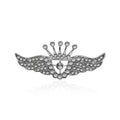 Black Rhinestone Crown Wings Brooch Gunmetal Angel Pin view 2