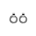 Rectangle Top Layered Textured Round Stud Earrings in Two Finishes view 6