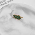 Green Enamel Leaf Brooch Gold Outline Fern Pin Style view 4
