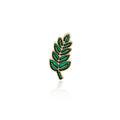 Green Enamel Leaf Brooch Gold Outline Fern Pin Style view 1