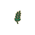 Green Enamel Leaf Brooch Gold Outline Fern Pin Style view 5