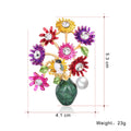 Green Gold Tone Daisy Crystal Enamel Metal Brooch Pin view 2