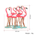 Pink Red Gold Tone Flamingo Sculpted Enamel Metal Brooch Pin view 2
