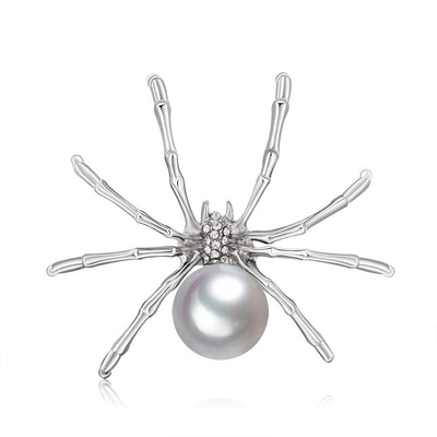 Front product view of the spider brooch pin in silver