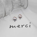 White Cloud and Blue Raindrop Novelty Small Stud Earrings view 4