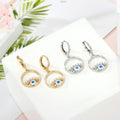 Open Circle Lash Evil Eye Huggie Drop Earrings in Two Finishes view 5