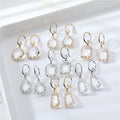 Clear Faceted Glass Hook Earrings in Four Shapes and Two Finishes view 1