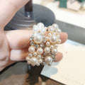 Pearl Crystal Hoop Earrings with Lustrous Bead Details view 3