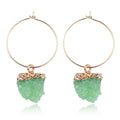 Thin Hoop Earrings with Capped Druzy Drops in Seven Colors view 1