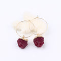 Thin Hoop Earrings with Capped Druzy Drops in Seven Colors view 10