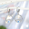 Open Circle Lash Evil Eye Huggie Drop Earrings in Two Finishes view 2