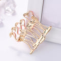 Pink Red Gold Tone Flamingo Sculpted Enamel Metal Brooch Pin view 4