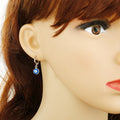 Silver Tone Round Blue Evil Eye Huggie Drop Earrings view 4