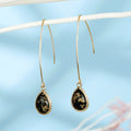 Teardrop Shell and Foil Long Hook Earrings in Four Designs view 2