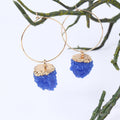 Thin Hoop Earrings with Capped Druzy Drops in Seven Colors view 2