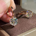 Rose Gold Silver Tone Huggie Clear Stone Heart Square Earrings view 1