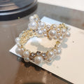 Pearl Crystal Hoop Earrings with Lustrous Bead Details view 6