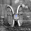 Antique Silver Tone Angel Wing Ring with Oval Stone view 5