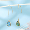 Teardrop Shell and Foil Long Hook Earrings in Four Designs view 6