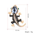 Blue Gold Tone Gecko Crystal Enamel Metal Brooch Pin view 2
