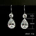 Silver Tone Teardrop Stone Hook Drop Earrings Polished Metal Jewelry view 2