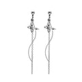 Silver Butterfly S Curve Chain Long Dangle Earrings view 5