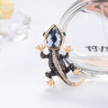 Blue Gold Tone Gecko Crystal Enamel Metal Brooch Pin view 3