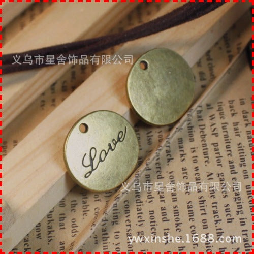 Vintage Alloy LOVE Oval Charm Pendant 20x19mm