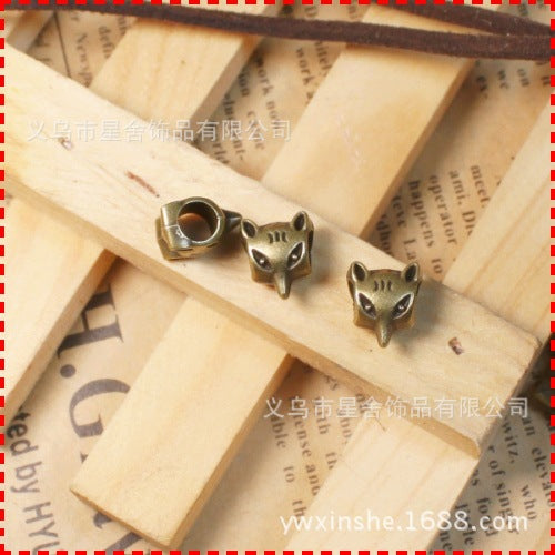 Vintage Fox Head Alloy Large Hole Bead 10x9mm