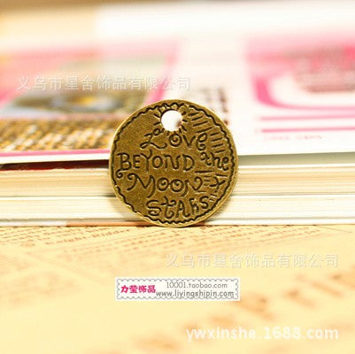 23mm Electroplated Alloy Alphabet Round Charm Pendant