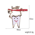 Smiling Tooth and Toothbrush Enamel Brooch in Five Styles view 5