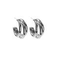 Gold and Silver Triple Layer Open C Hoop Stud Earrings view 7