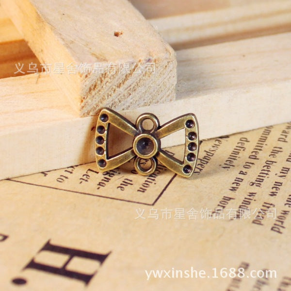 Rhinestone Bow Charm Pendant 15x10mm