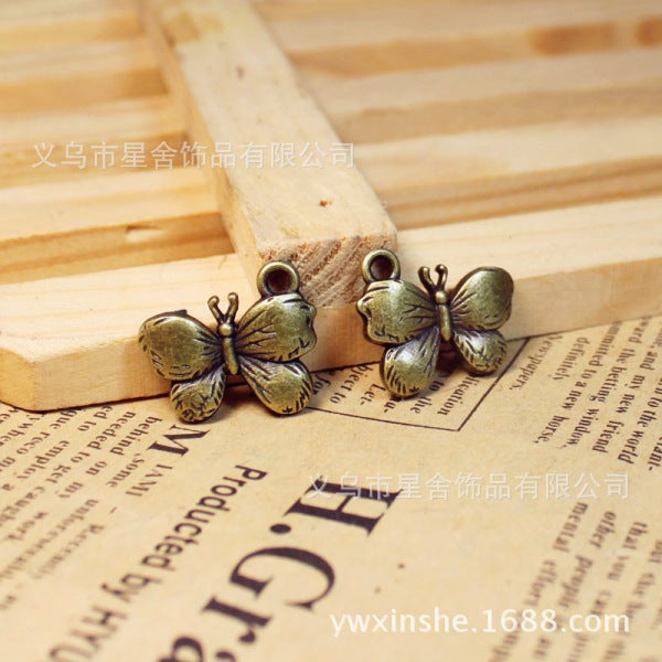 Double-Sided 3D Butterfly Alloy Charm Pendant 19x16mm